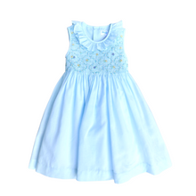 Load image into Gallery viewer, Blue Hand Smocked Dress With Ruffle Collar
