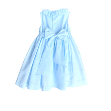 Load image into Gallery viewer, Blue Hand Smocked Dress With Ruffle Collar
