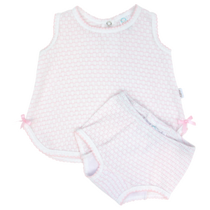 Sleeveless Top With Diaper Cover - Pink