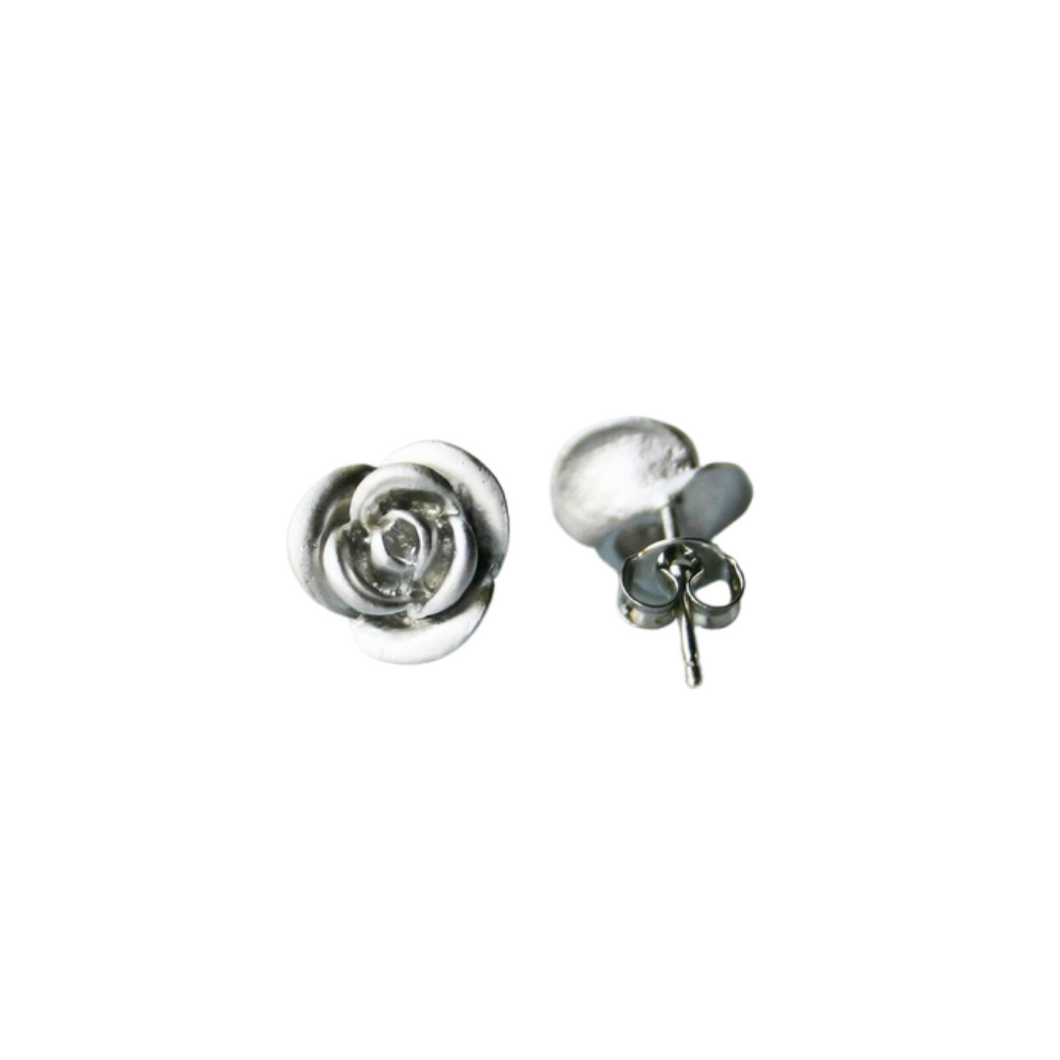 Silver Rose Post Earring
