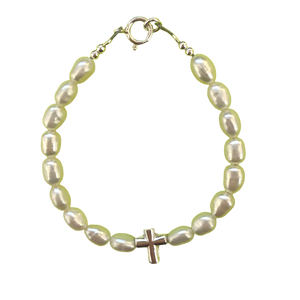 Rice Pearl Bracelet With Cross