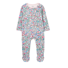 Load image into Gallery viewer, Organic Cotton Butterfly Ditsy Stripe Zippy Footie
