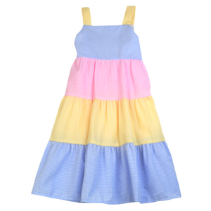 Pink, Yellow, And Blue Tiered Sundress