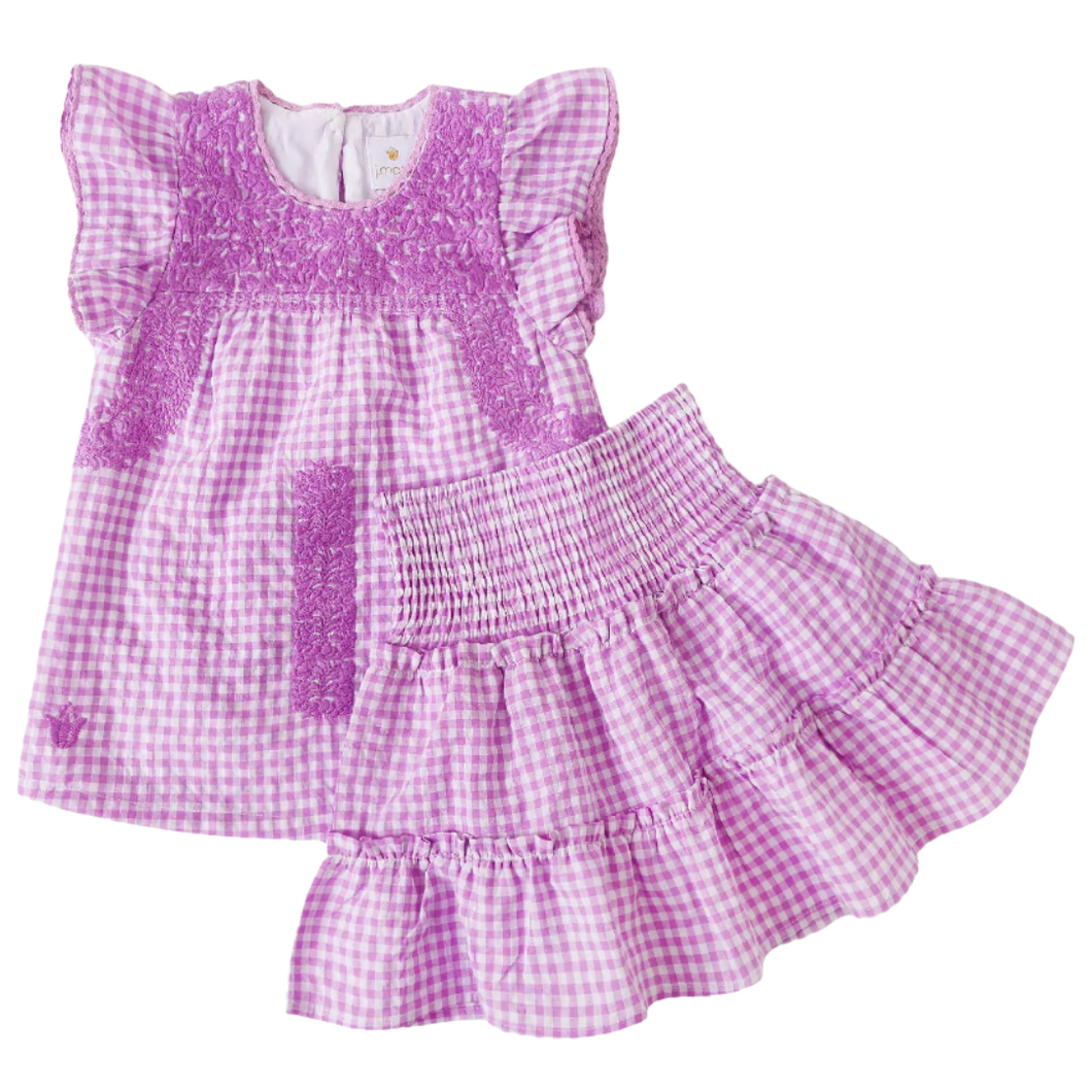 Gemma Lavender Gingham Two Piece Set