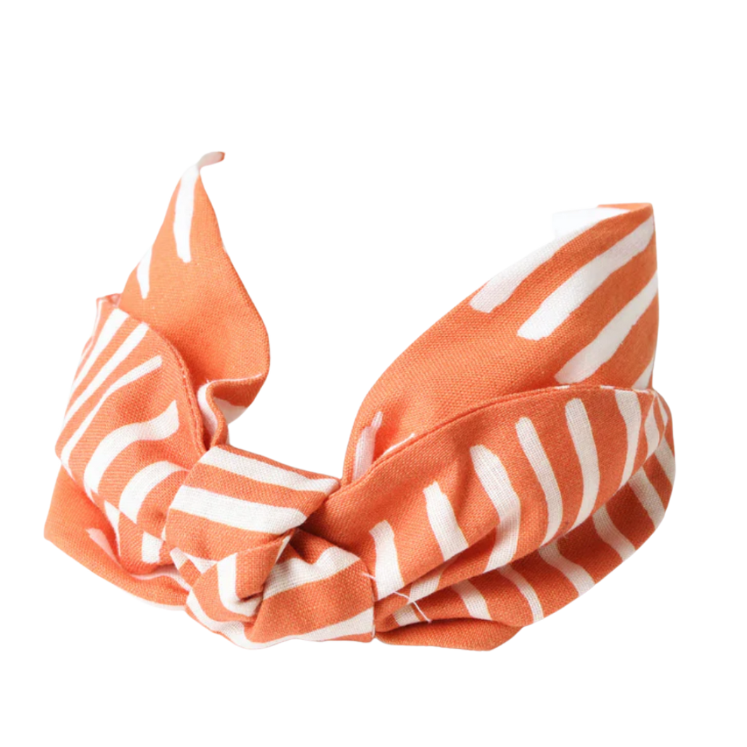 Inverted Orange Ticking Knot Headband