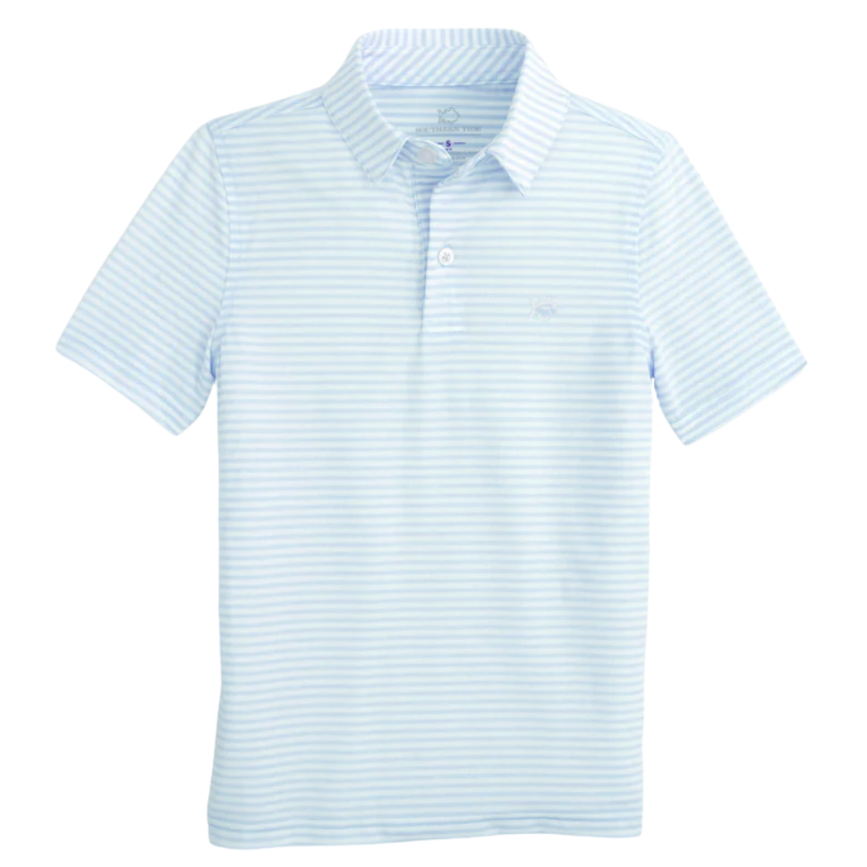 Iced Aqua Driver Tremlett Striped Performance Polo Shirt