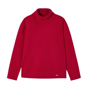 Red Knit Mock Neck Sweater