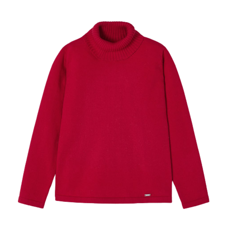 Red Knit Mock Neck Sweater