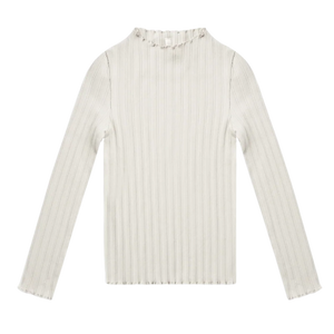 Ivory Long Sleeve Ribbed Tee