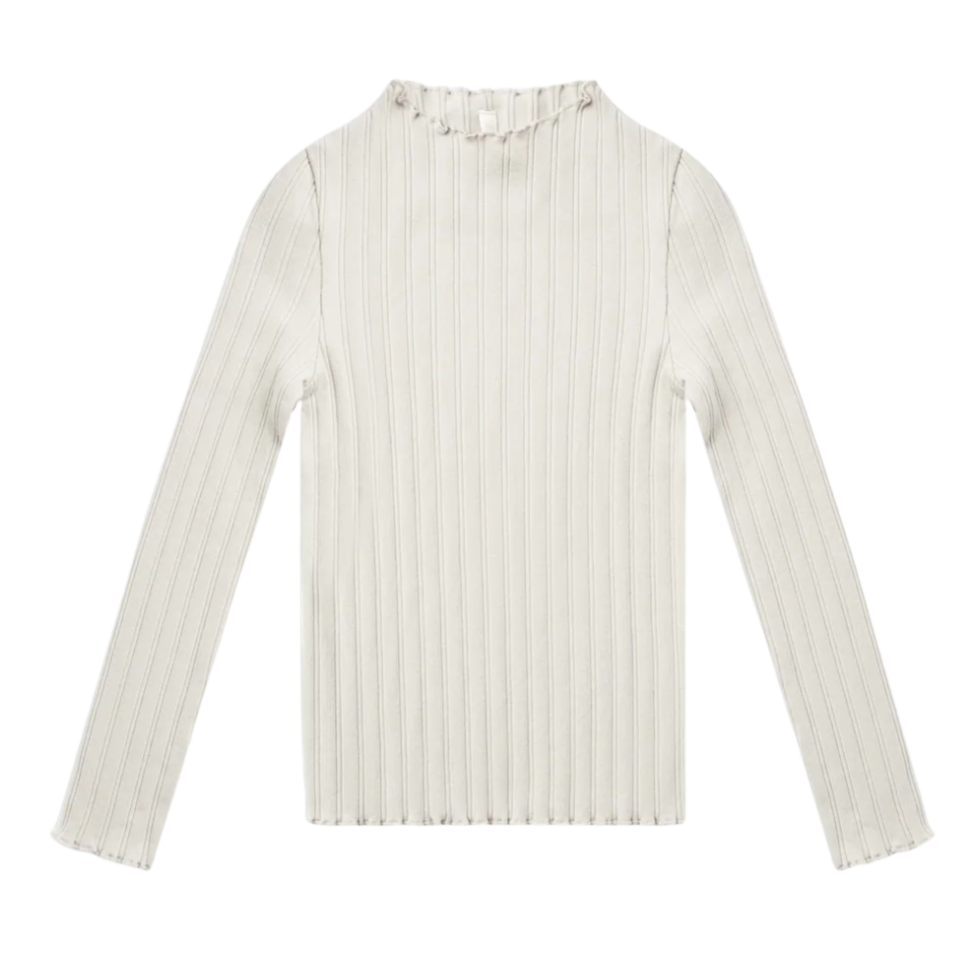 Ivory Long Sleeve Ribbed Tee