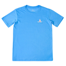 Load image into Gallery viewer, Boat Blue Short Sleeve Fin Surfing Tee
