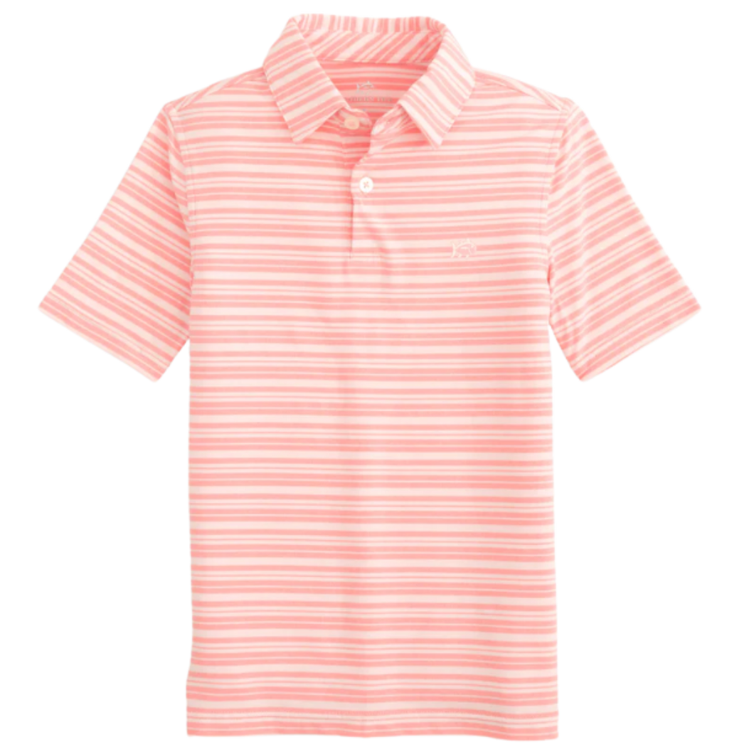 Heather Flaming Pink Bombay Stripe Polo