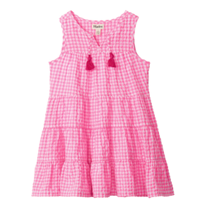 Pink Gingham Tiered Dress