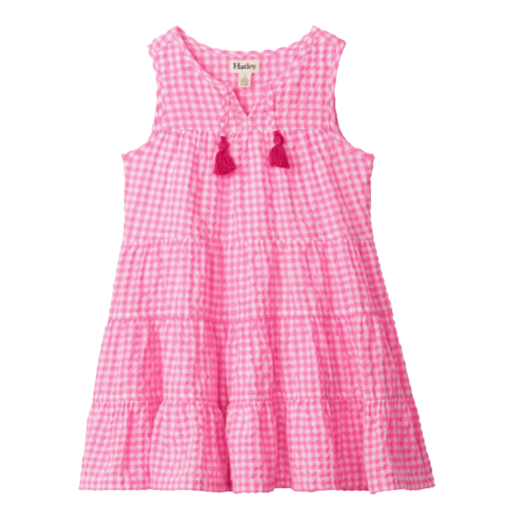 Pink Gingham Tiered Dress