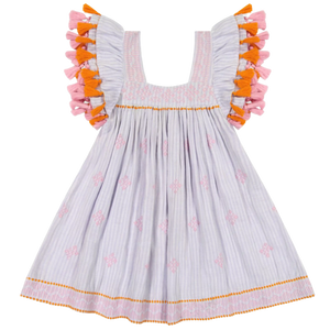 Serena Tassel Dress - Lavender Stripe