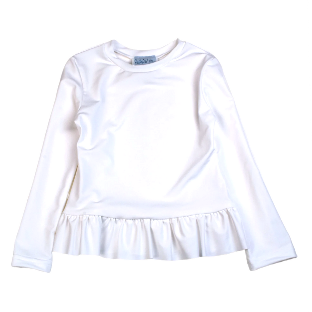 White Ruffle Rash Guard – Belles & Beaux®