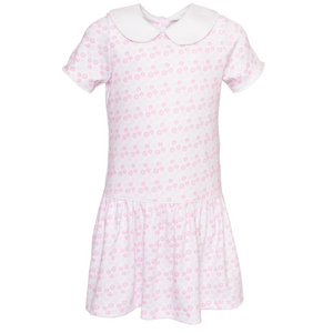 Flower Short Sleeve Dress with Peter Pan Collar