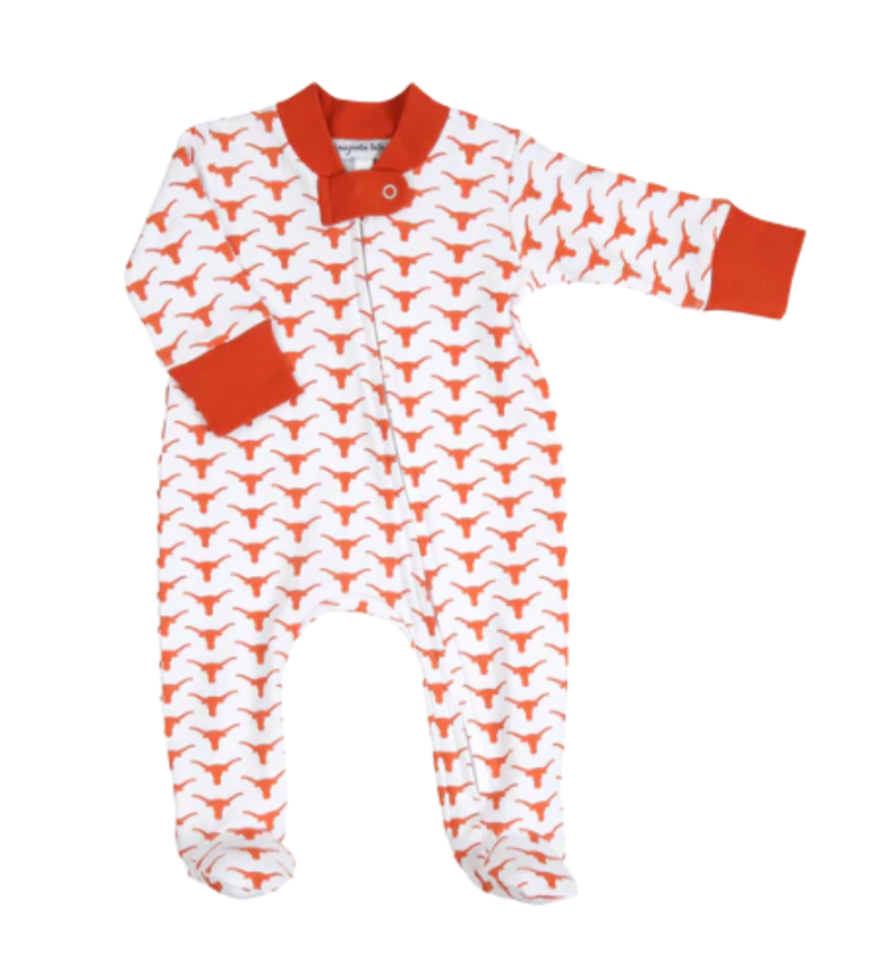 Hook 'Em! Printed Zipper Footie