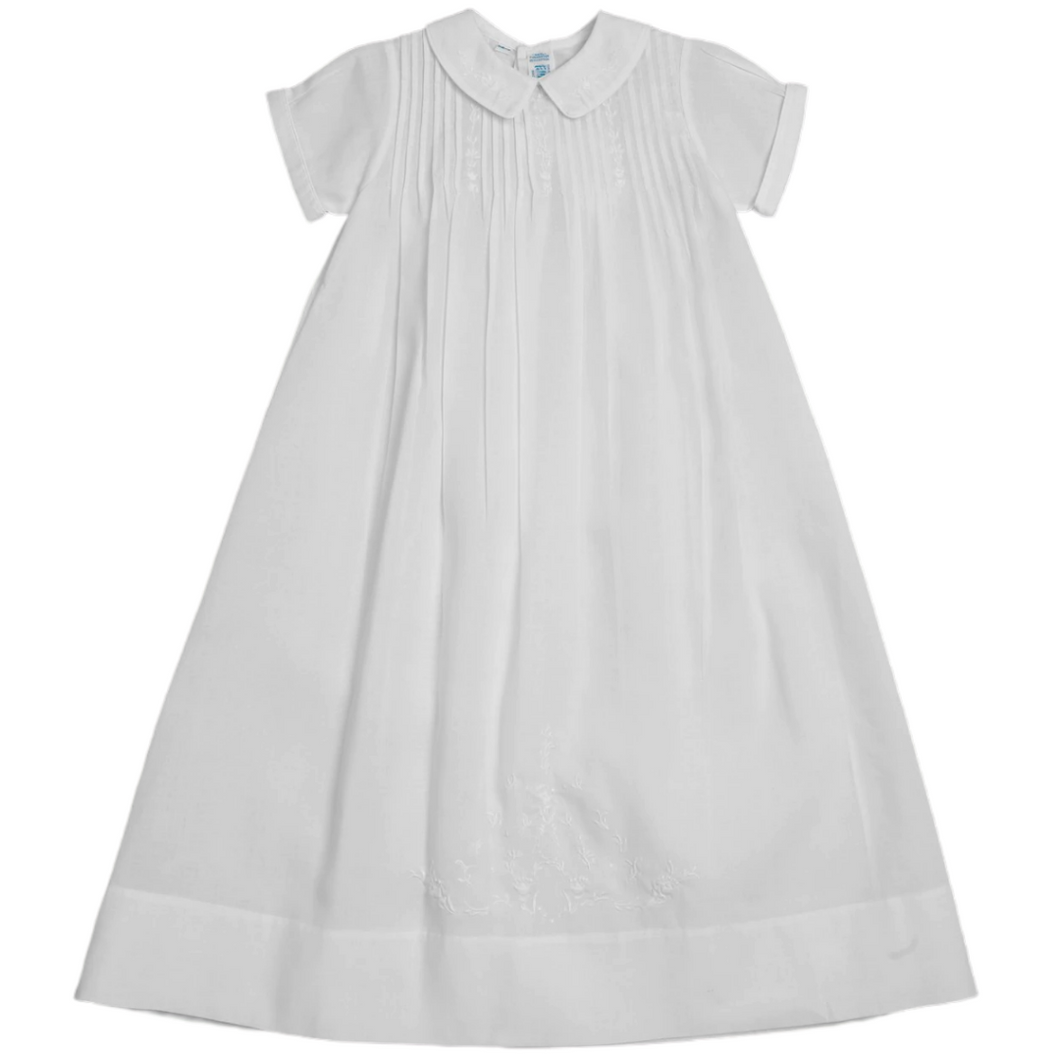 Embroidered Collar Christening Gown with Hat