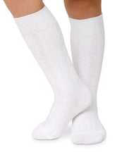 Load image into Gallery viewer, White Classic Cable Knee High
