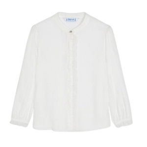 Cream Ruffle Front Blouse