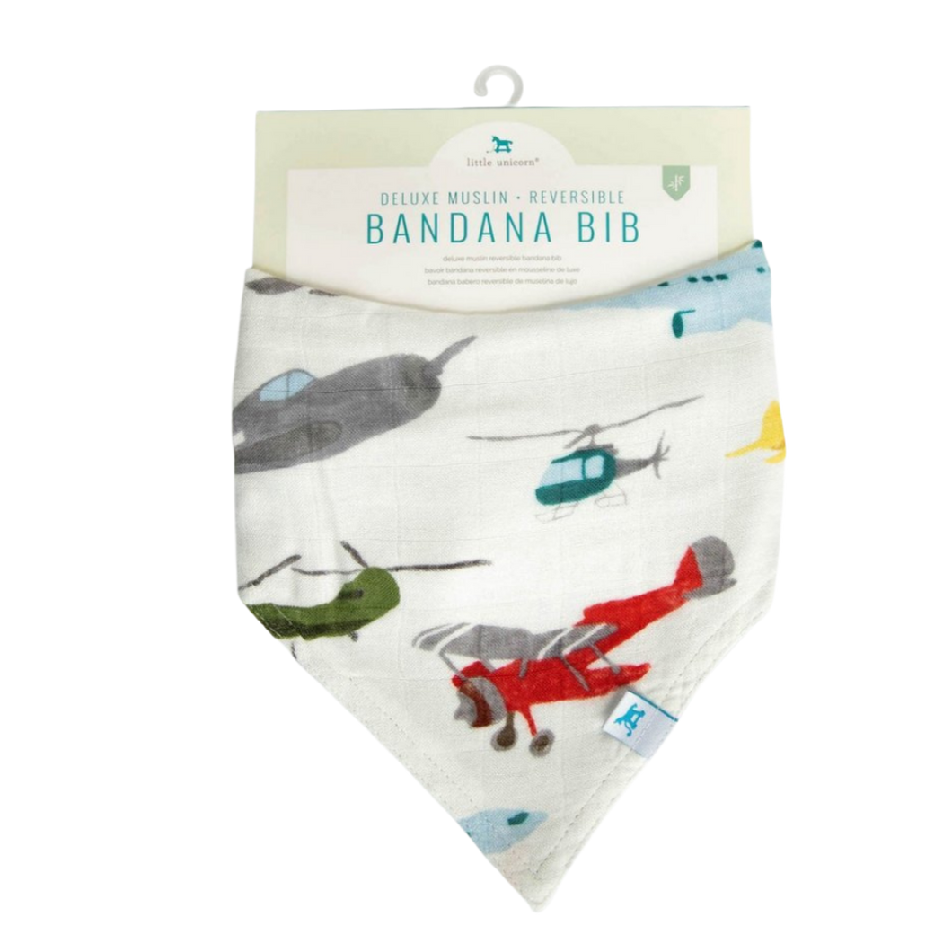 Deluxe Muslin Reversible Bandana Bib - Air Show