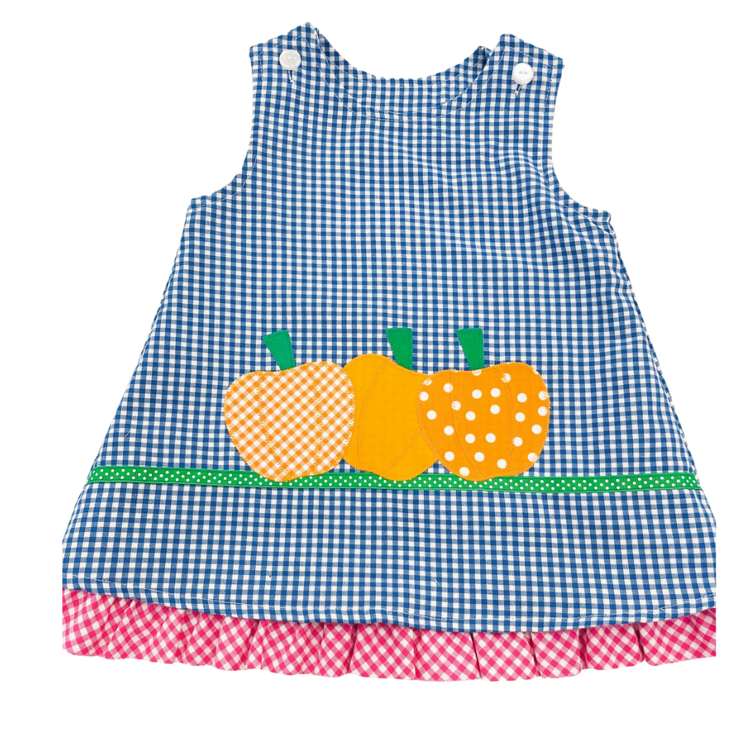 Blue And White Checked Turkey/Pumpkins Reversible Jumper