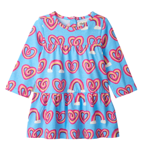 Twisty Rainbow Hearts Tiered Dress
