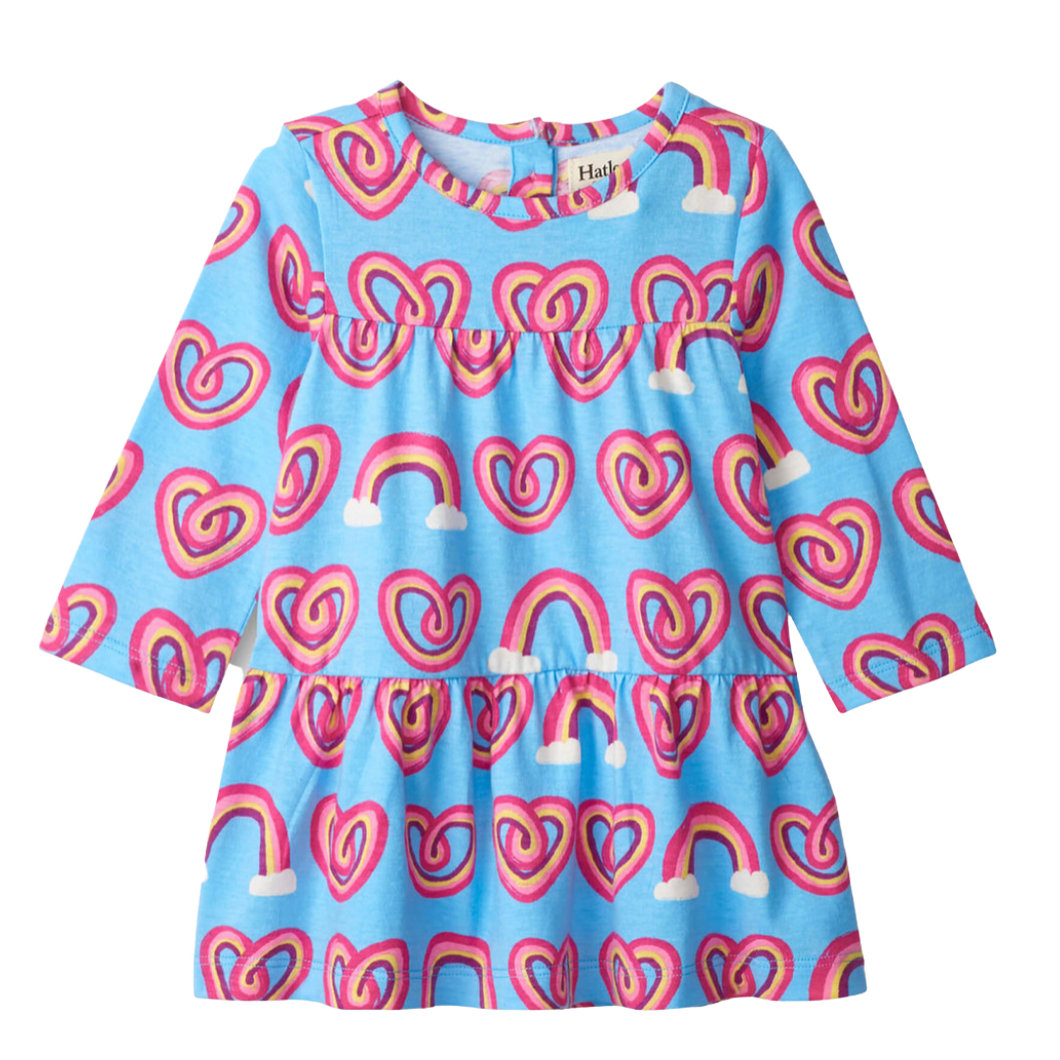 Twisty Rainbow Hearts Tiered Dress