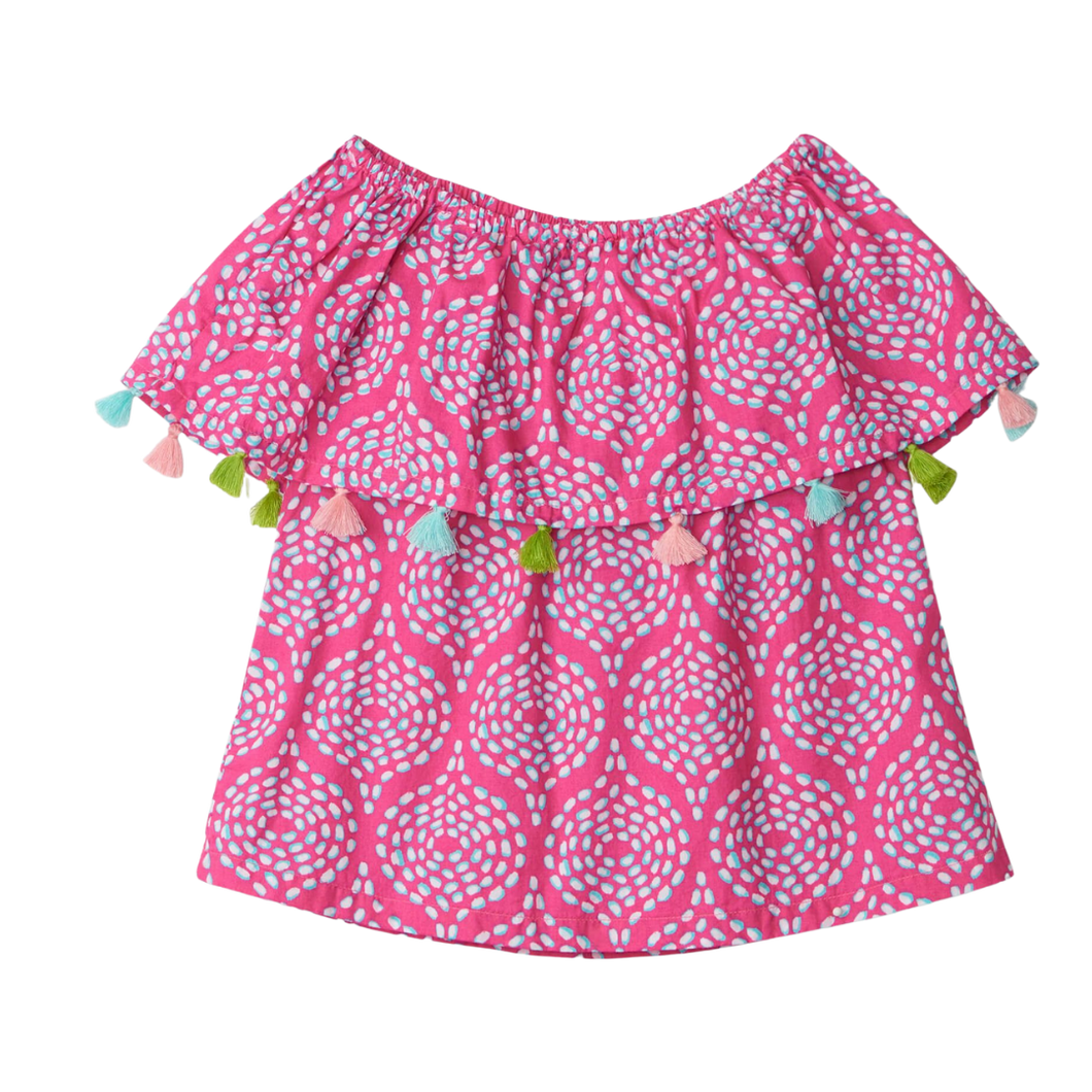 Rose Stones Shoulder Flounce Top