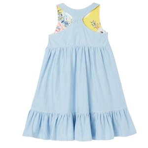 Juno Blue & White Stripe Tiered Jersey Dress