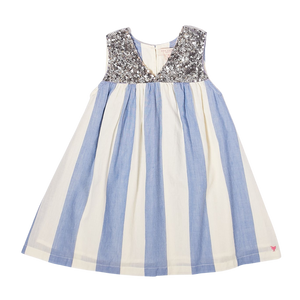 Blue and White Stripe Sparkle Courtney Dress
