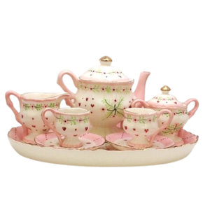 Fancy Pink Porcelain Tea Set