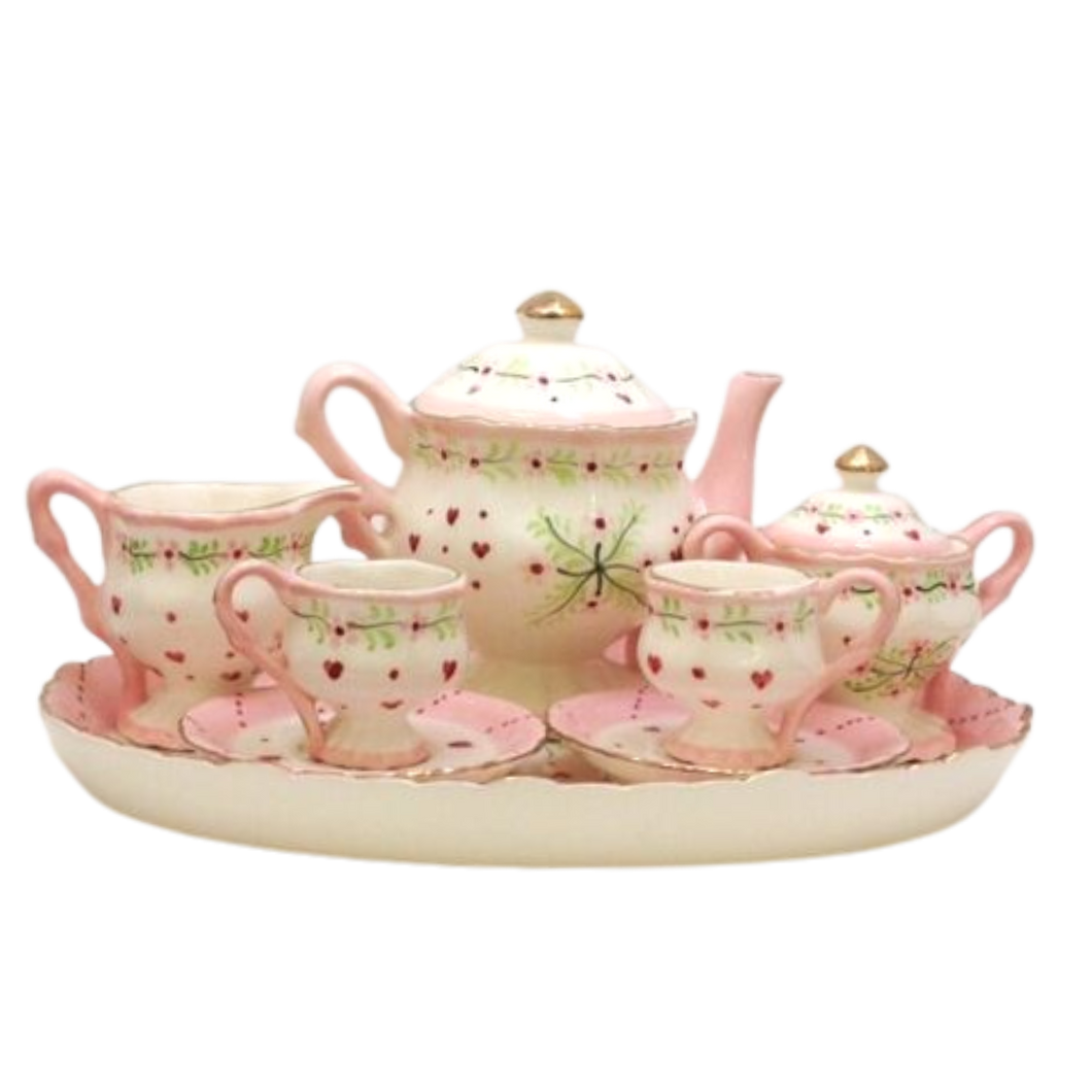 Fancy Pink Porcelain Tea Set