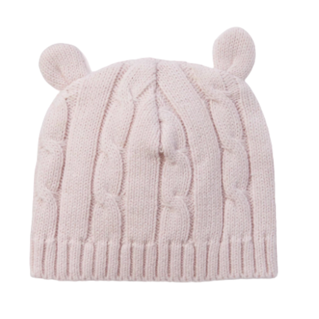 Cable Leaf Hat - Pink