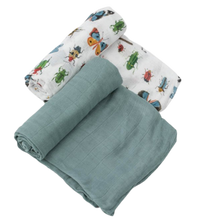 Load image into Gallery viewer, Deluxe Muslin Swaddle 2 Pack - Bugs Set
