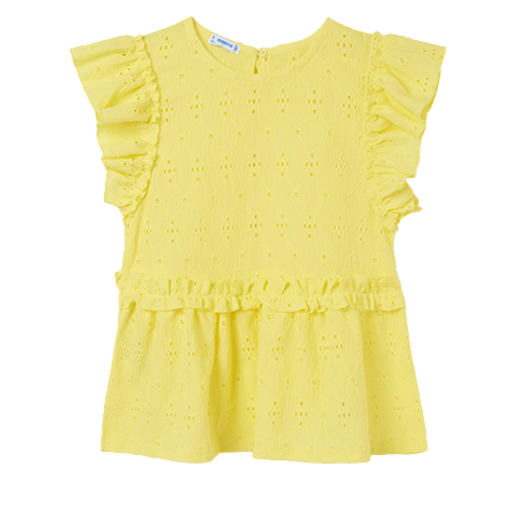 Lemon Eyelet Knit Blouse