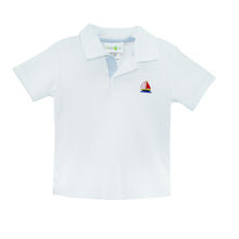Load image into Gallery viewer, Sailboat Embroidered Polo With Blue Stripe Swimtrunk
