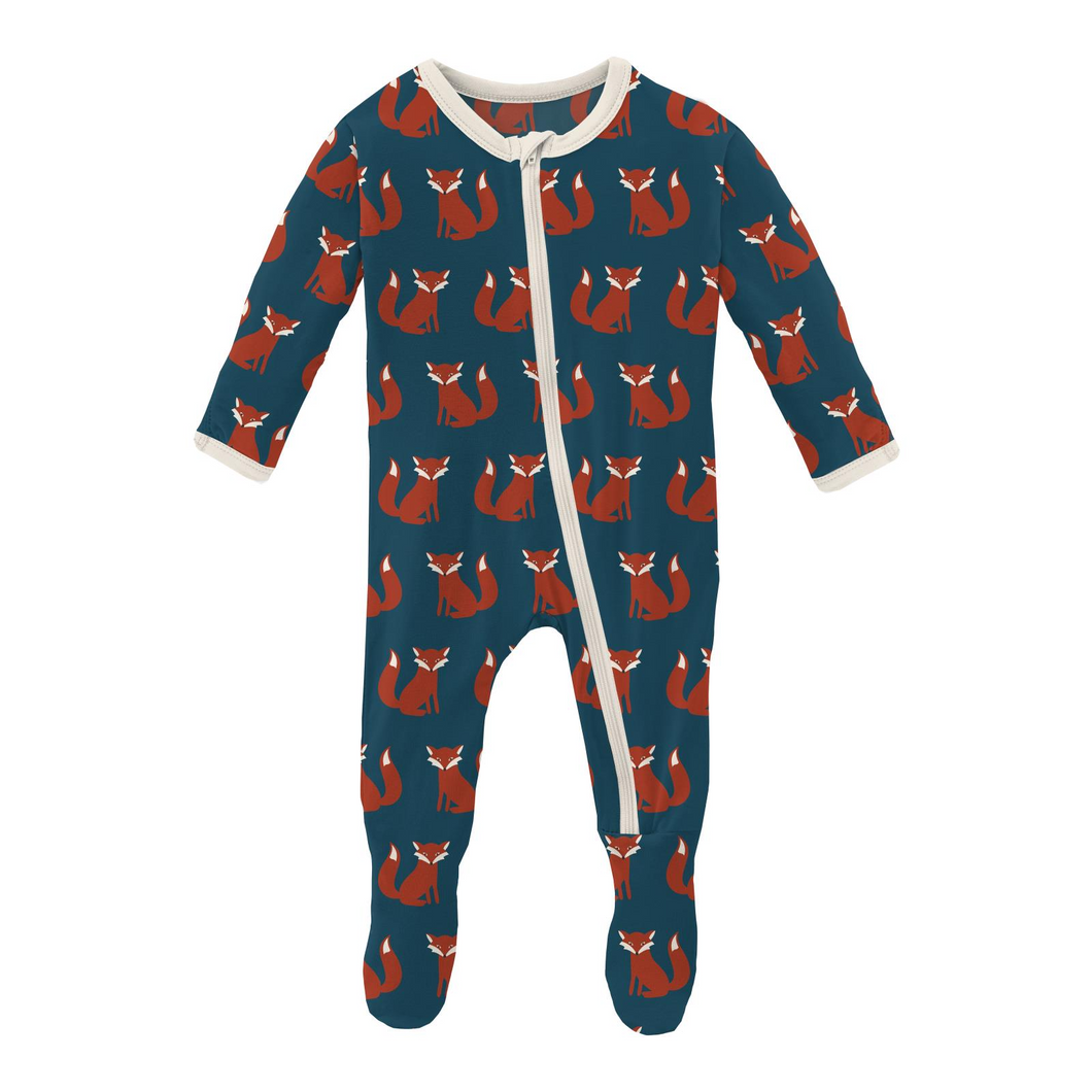 Peacock Fox Footie With Zipper