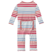 Load image into Gallery viewer, Cotton Candy Stripe Muffin Ruffle Coverall With Zipper
