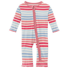 Load image into Gallery viewer, Cotton Candy Stripe Muffin Ruffle Coverall With Zipper
