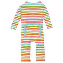 Load image into Gallery viewer, Beach Day Stripe Muffin Ruffle Coverall with Zipper
