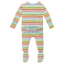 Load image into Gallery viewer, Beach Day Stripe Muffin Ruffle Zip Footie
