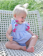 Load image into Gallery viewer, Anna Romper - Blue Swiss Dot
