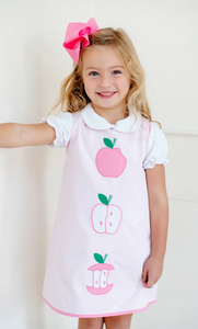 Annie Apron Dress - Apple Applique