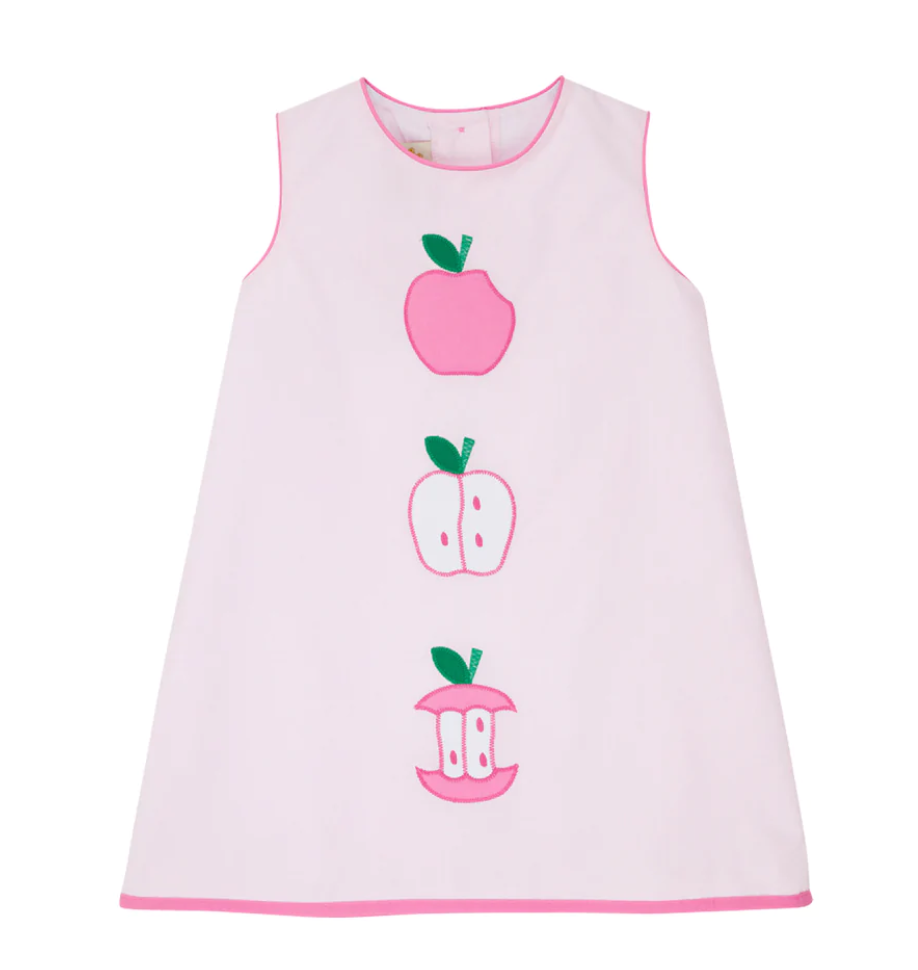 Annie Apron Dress - Apple Applique