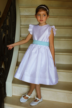 Load image into Gallery viewer, Ivory Silk Flutter Sleeve Dress With Champagne Sash
