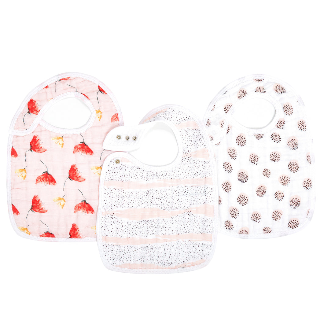 Classic Snap Bibs 3 Pack - Picked For You Poppies