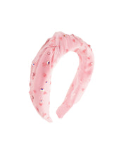 Load image into Gallery viewer, Crystalized Tulle Heart Knot Headband

