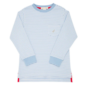 Carter Long Sleeve Crewneck With Pocket - Barrington Blue Stripe